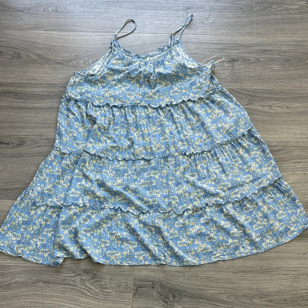 Mlle Gabrielle Floral Blue Tiered Dress